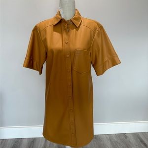 Maeve by Anthropologie Faux Leather Shirt Dress